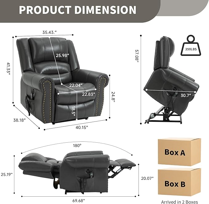 Recliner Chairs for Adults, Oversized Bedroom Chair with Massage, Sofa Chair Home Theater Seating with Lumbar Support, Comfortable Lift Chair for Elderly, Glider Nursery Chair for Living Room