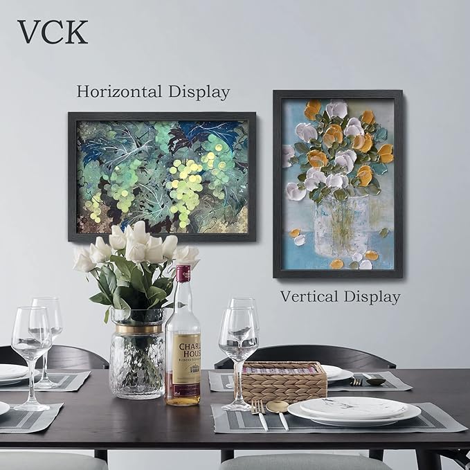 VCK 16x24 Solid Wood Poster Frames - Black, Textured Exclusive Picture Frame Set of 2, Wall Hanging