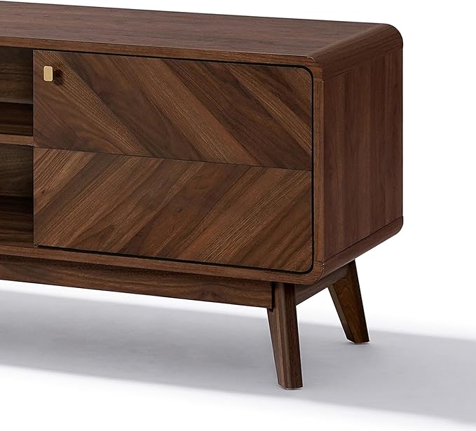 LuxenHome Mid Century Modern TV Stand, 63" TV Stands for Living Room for TVs up to 65", Entertainment Center with Storage, Wood TV Console with Tapered Legs, Television Stands