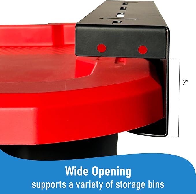 HandT USA Based Overhead Garage Storage Rack, Ceiling Tote Bin Organization Rails Shelving Racks System, Heavy Duty Hanging Metal Rack Systems for 27 Gallon Container, Supports Most Bins, 4 Sets Black