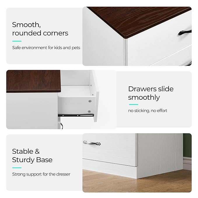 LINSY HOME 8 Drawer Dresser for Bedroom, 54" Wide Chest of Drawers, Modern TV Stand Dressers with Wood Frame and Metal Handles, Large Drawer Organizer for Bedroom, Living Room, White