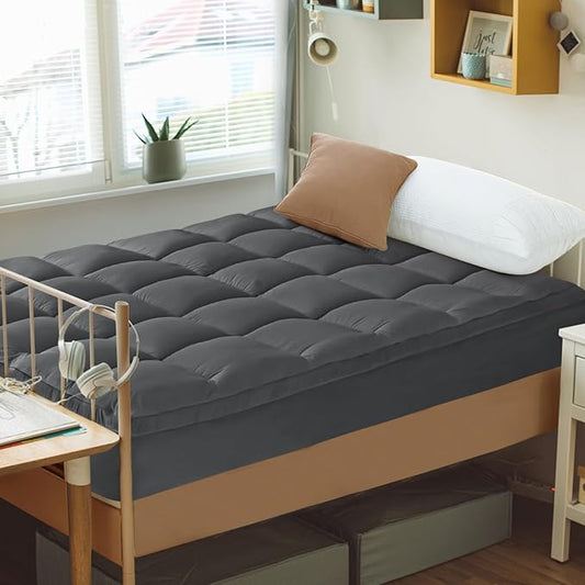 CYMULA Twin XL Mattress Topper - Soft Cooling Mattress Pad for College Dorm Room Essentials - Extra Thick Long Protector Cover for Back Pain, Single Bed Topper Pillow Top with 8''-21'' Deep Pocket