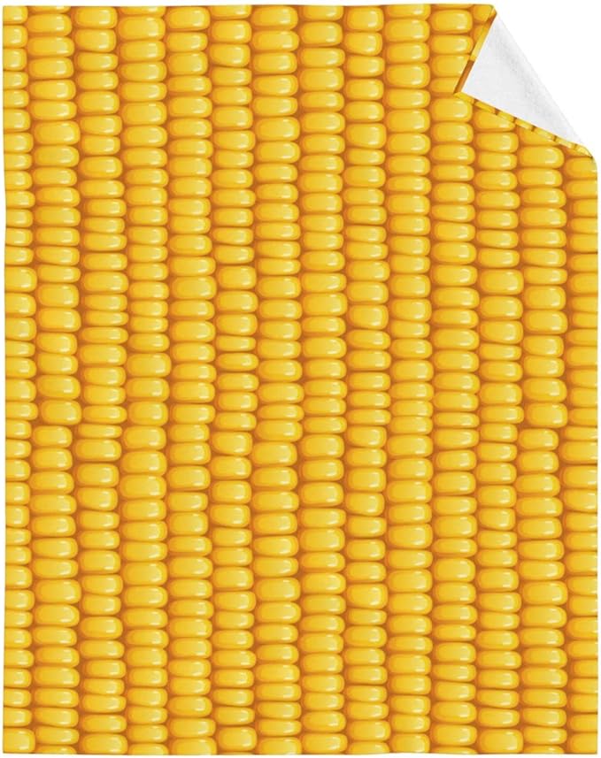 Corn Cob Organic Flannel Fleece Bed Throw Blanket, Super Soft Cozy Fuzzy Plush Blankets for Couch Sofa Office Traveling Camping Kids Bedroom Adults Living Room 60"x50"