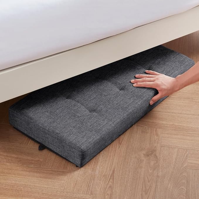 Ornavo Home 30 Inch Storage Ottoman, Large Storage Bench, Ottoman with Storage with Legs, Foot Rest Stool, Bedroom Bench - Dark Gray