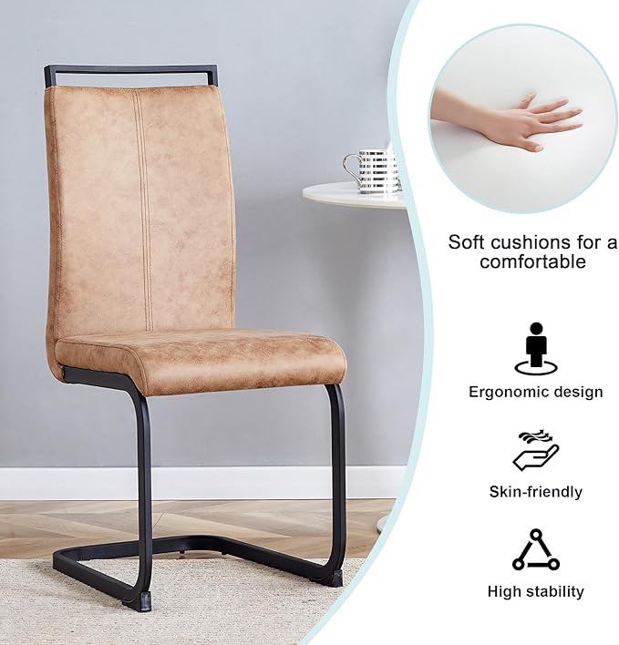 45 Inch Round Dining Table Set for 6, 7 Piece Kitchen Table and Chairs Set, Wooden Table with Light Walnut Finish, Small Space Dining Set for Apartment or Dining Room