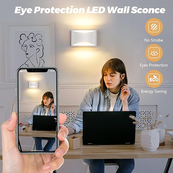 Aipsun 4 Pack Aluminum Modern Indoor LED Wall Sconce Hardwired Interior Wall Lights Up and Down Wall Mount Light for Living Room Bedroom Corridor Conservatory Warm White 3000K(with G9 Bulbs)