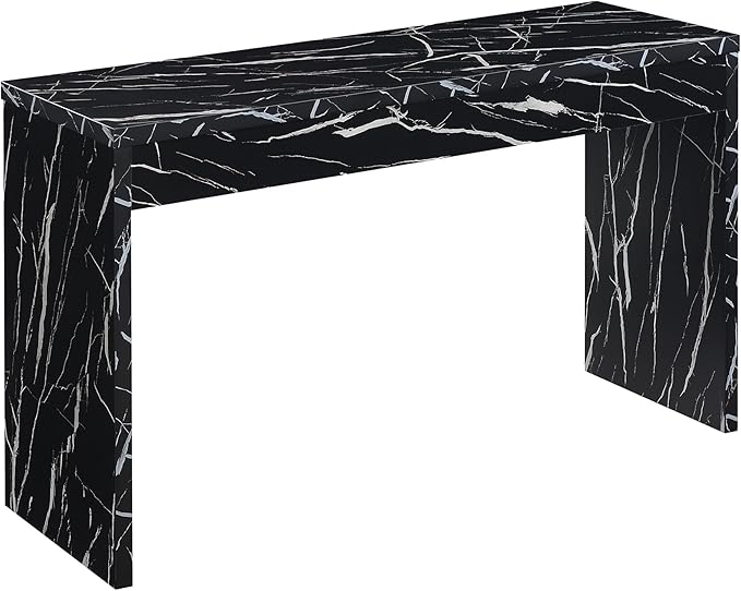 Convenience Concepts Northfield Hall Console Table 48" - Modern, Minimalist Narrow Sofa Display Accent for Contemporary Living Room, Entryway, or Hallway, Black Faux Marble