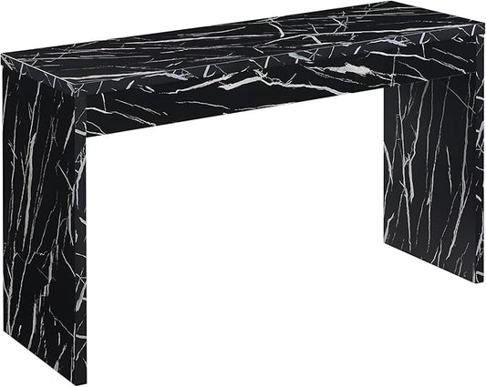 Convenience Concepts Northfield Hall Console Table 48" - Modern, Minimalist Narrow Sofa Display Accent for Contemporary Living Room, Entryway, or Hallway, Black Faux Marble
