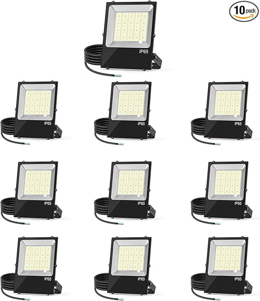 10 Pack LED Flood Light Fixture 300W 36000LM ETL Listed 5000K Outdoor Floodlight Security Lighting IP65 Waterproof for Parking Lot Sports Fields Billboard Arena Yard Garage AC100-277V