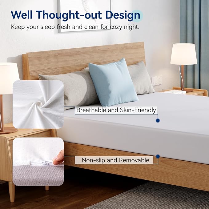 Amazon Basics Memory Foam Plush Mattress, Queen, White/Grey, 80 x 60 x 8 inches