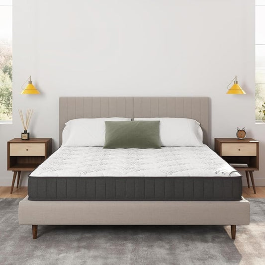 Ottomanson Queen 9" Hybrid Mattress - Rock Hard Feel - Made in USA - Individually Pocketed Coils & CertiPUR-US Foam - Fiberglass-Free - Bed in a Box