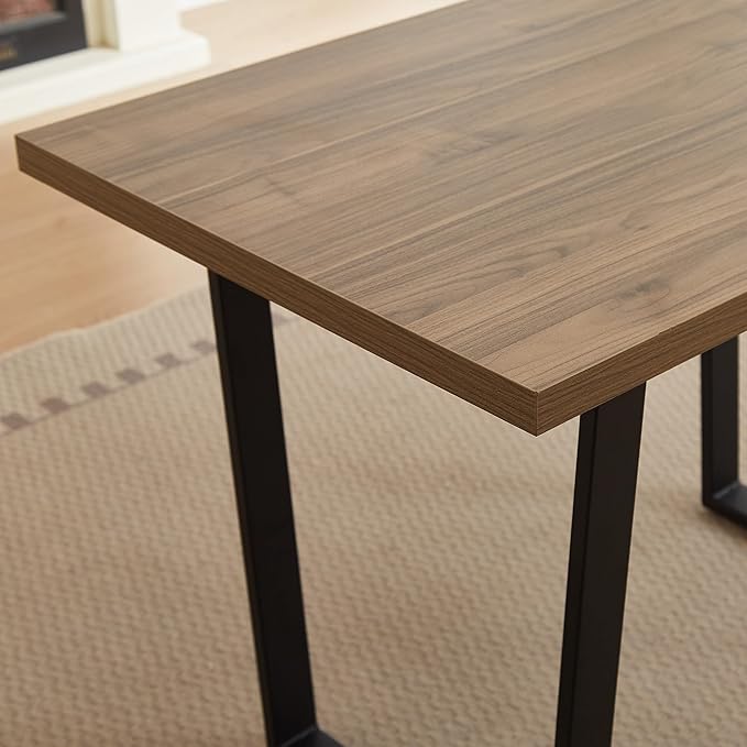 42.9 Modern Dining Kitchen Table for 4, Space-Saving Rectangular Design with Metal Legs, Suitable for Dining Room Kitchen Restaurant (Walnut Table)