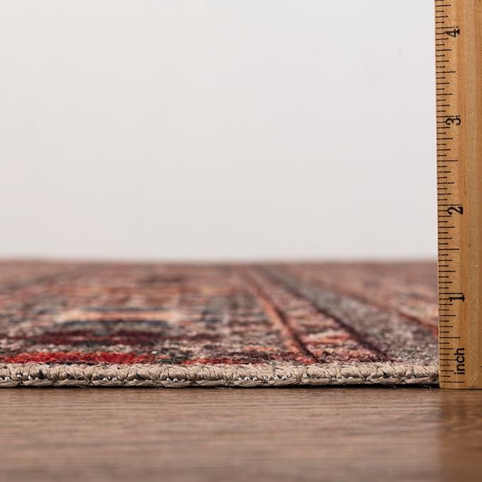 Keen Home Design 9x12 Rug - Machine Washable Area Rug with Non-Slip Backing, Ideal for Living Room, Dining Room, Bedroom - Vintage, Easy Clean, Durable, Low Pile Rug - (9' x 12')