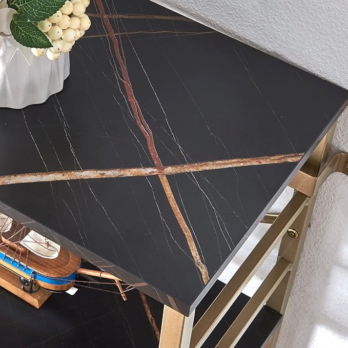 HOMISSUE Bookcase,7-Tier Tall Bookshelf Metal Bookcase and Bookshelves, Free Standing Storage Modern Bookshelf for Home Office Living Room and Bedroom, Black & Gold