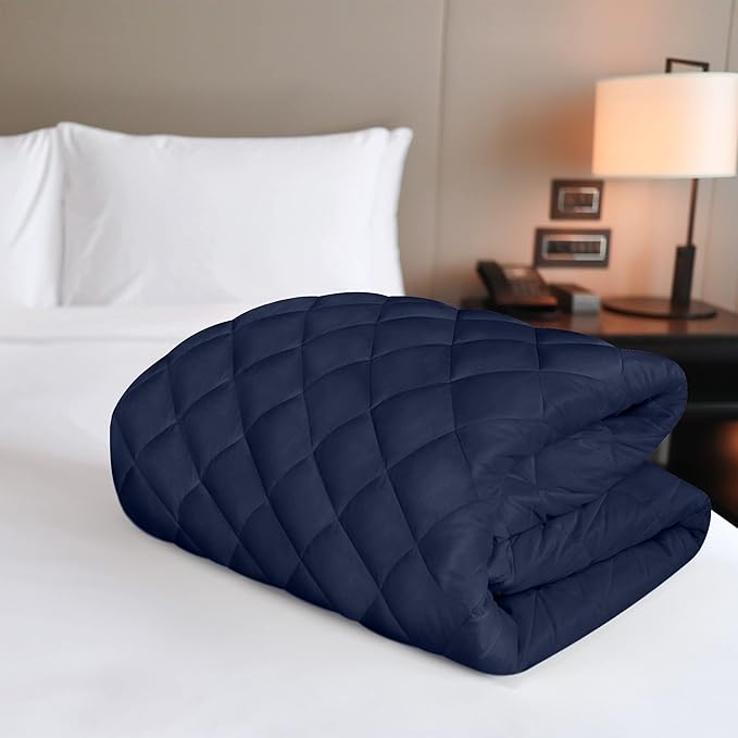 Utopia Bedding Quilted Fitted Mattress Pad, King Size, Elastic Fitted Mattress Topper Protector and Cover Stretches up to 16 Inches Deep, Machine Washable (Navy)