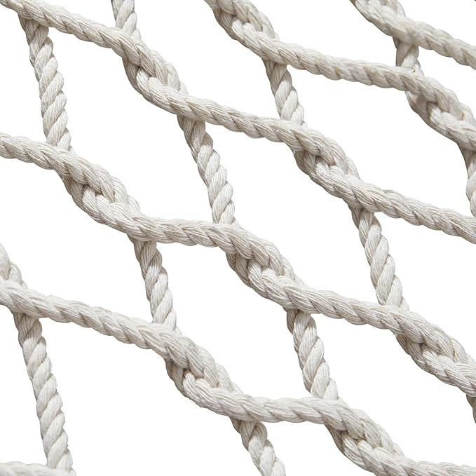 PNAEUT Double Hammocks for Outside, 13ft Traditional Rope Hammock for 2 Person with Hardwood Spreader Bar and Carrying Bag, 475 lbs Capacity (Beige)