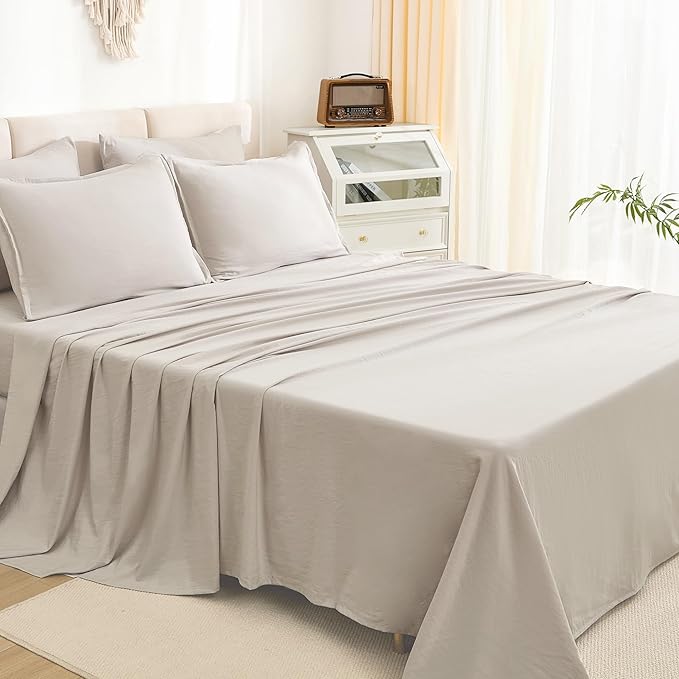 Litanika Oversized King Comforter Sets Linen - 7 Pieces Bed in a Bag Oversized King Bedding Comforter Sets, Solid Lightweight Bed Set with Comforter, Sheets, Pillowcases & Shams