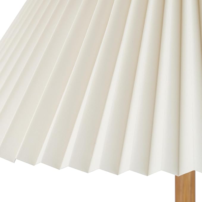 GLOBE Electric 61000053 62" Floor Lamp, Wood-Toned Finish, Pleated Fabric Shade, Pull Chain Switch, Reading Light, E26 Base, Modern Classic Lighting for Living Rooms and Bedrooms
