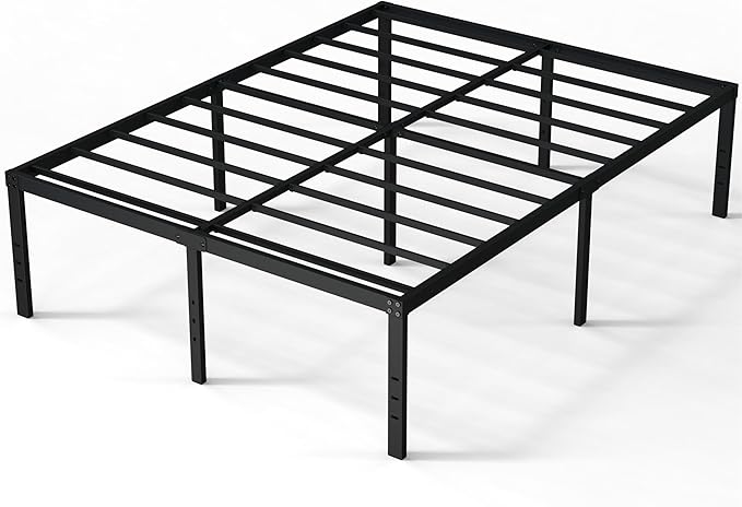 California King Bed Frames, 20 Inch Heavy Duty Metal Platform Support Up to 3000 lbs with Steel Slat, No Box Spring Needed, Easy Assembly, Noise Free, Black