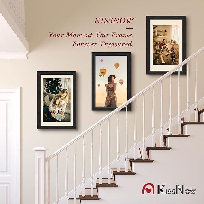 11x17 Picture Frame 4 Pack, Textured Black Solid Wood, Wall Gallery Poster Frame