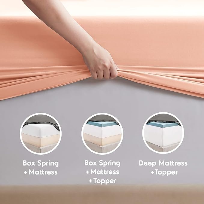 Nestl Twin Sheet Set - 1800 Ultra-Soft Microfiber Twin Bed Sheets - Double Brushed - Deep Pockets - Easy Fit - Extra Soft - 3 Piece Set - Bedding Sheets & Pillowcases (Twin, Peach)