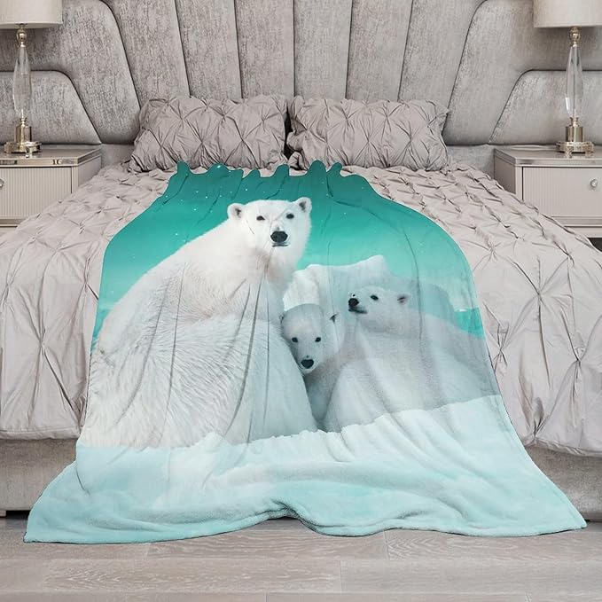 Polar Bear Blanket Polar Bear Gifts for Girls Women Polar Bear Throw Blanket for Kids Adults Soft Warm Cozy Fleece Blanket for Couch Sofa Bed 60"x80"