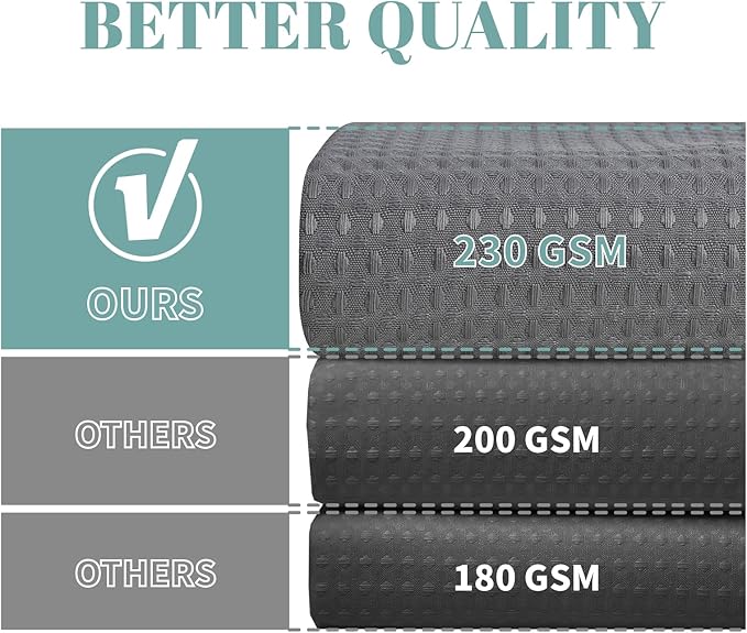 Grey No Hook Waffle Weave Shower Curtain with snap-in Liner Replacement, 230GSM Waterproof Fabric Hotel Shower Curtain Set for Bathroom, Through Mesh Top Window,60Wx74H