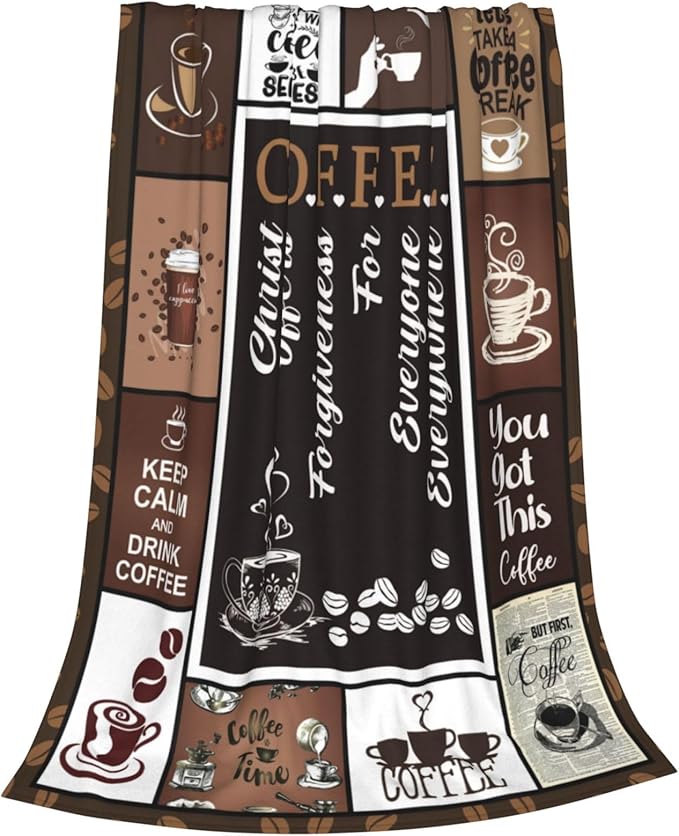 Coffee Blanket Coffee Throw Blanket Soft Fleece Flannel Bedding Gifts for Men Women Girls Lovers Adults Stuff Plush for Couch Sofa Bed Room Decor 60"X80"