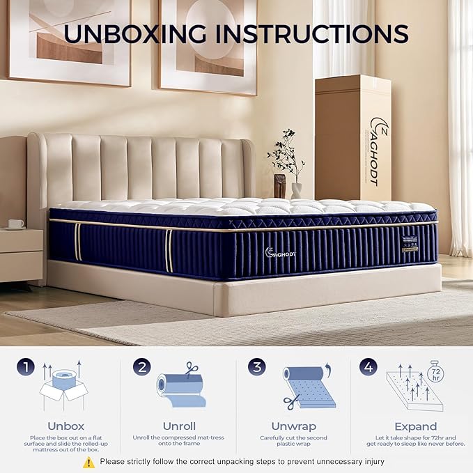King Mattress, 12 Inch King Size Hybrid Mattress in a Box, Medium Firm Memory Foam mattress, with Individual Pocket Springs, Upgrade Zoned Support, Motion Isolation&Pressure Relief, CertiPUR-US