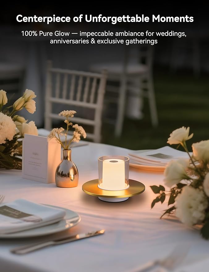 Tubicen Cordless Lamp for Table, Battery Operated Rechargeable Cordless Table Lamp 4-Level Touch Dimmable Electronic LED Flameless Candle Lamp for Home Decor Seasonal Festival Celebration Anniversary