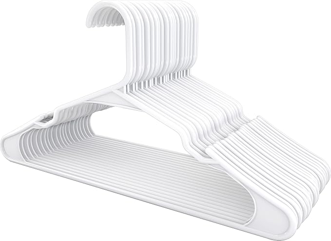 Utopia Home Plastic Hangers 30 Pack - Perfect Space Saving Clothes Hanger - Durable and Strong - Perfect Closet Organizers with Shoulder Grooves (White)