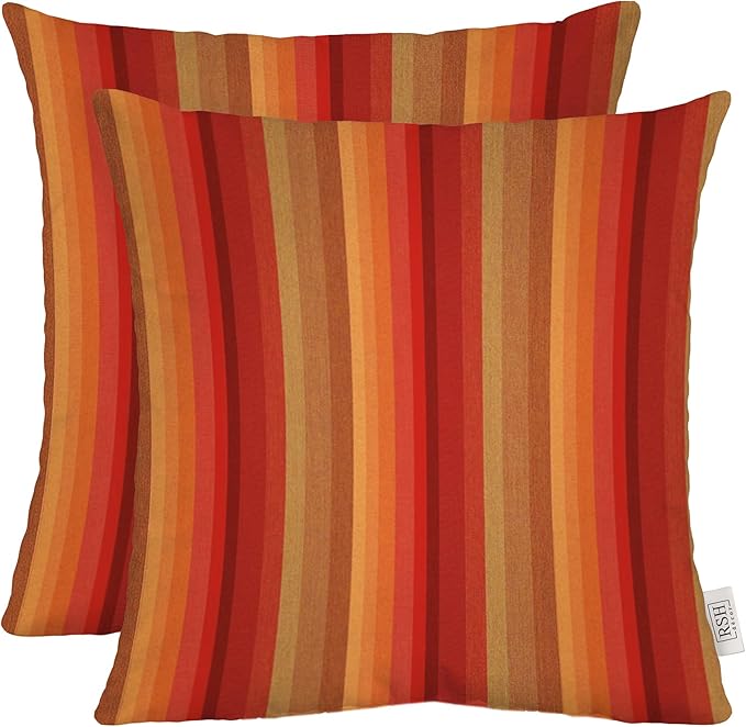 RSH DECOR: Sunbrella Square Throw Pillows Set of 2 | 24" x 24" | Water and Fade-Resistant Performance Fabric | Outdoor Pillow Covers with Down-Alternative Inserts | Astoria Sunset
