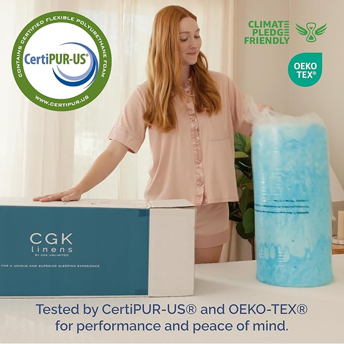 Memory Foam Mattress Topper King Size - 3 Inch Breathable Gel Infused Memory Foam - Plush Feel Ventilated Mattress Pad - Pressure, Comfort and Pain Relief Bed Topper - CertiPUR-US & Oeko-Tex Certified