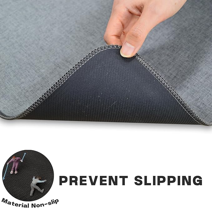 Yancorp 16"x26" Ultra Thin Gray Bathroom Rugs,Low Profile Bath Mat Non Slip Fit Under Door Absorbent Shower Rug Washable Grey Indoor Door Mat Small