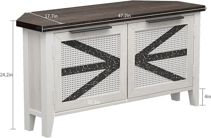 VFK Farmhouse Corner TV Stand for 50 Inch TV, Rustic Entertainment Center with Storage, Space-Saving Media Console Table for Living Room & Bedroom