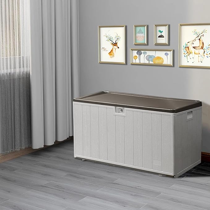 120 Gallon Pro Outdoor Storage Box, Waterproof & UV Resistant Resin Deck Box for Patio, Pool, and Garden, Lockable Bin for Cushions and Accessories, (Black)