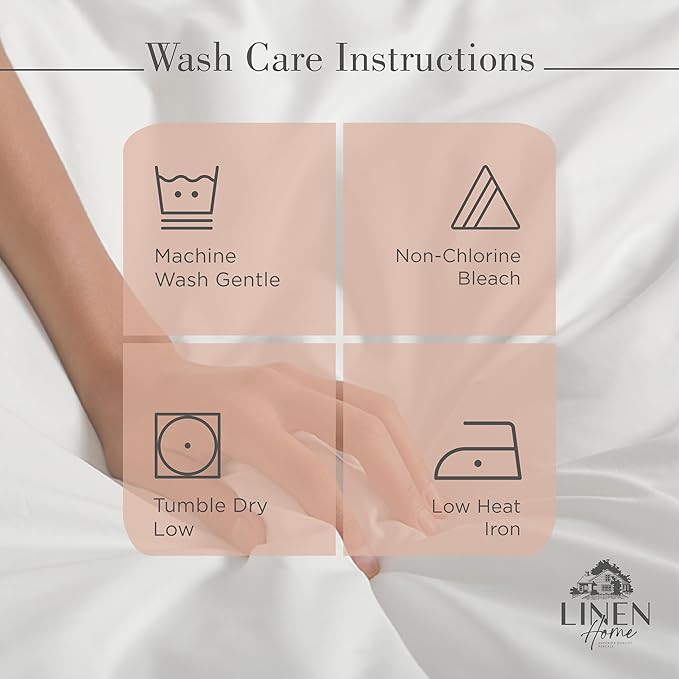 Linen Home 100% Cotton Percale Sheets California King Size, Tera Clay, Deep Pocket, 4 Pieces Set - 1 Flat, 1 Deep Pocket Fitted Sheet and 2 Pillowcases, Crisp Cool and Strong Bed Linen