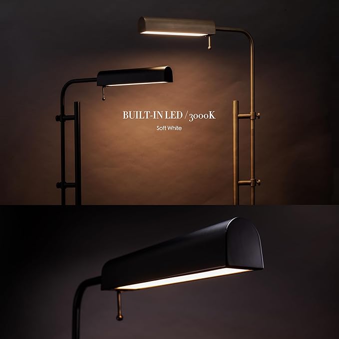 O'Bright Cedric Adjustable Pharmacy Floor Lamp - Industrial Design for Reading, Crafting, Work - 10W LED, Height 45-61 inches - Ideal for Living Room, Bedside, Office - Black