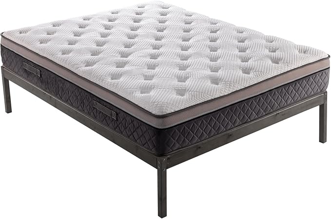 Ottomanson Twin 12” Eurotop Hybrid Mattress - Premium Quilted Cover - Made in USA - Medium-Firm Support - Individually Pocketed Coils & CertiPUR-US Foam - Fiberglass-Free - Bed in a Box