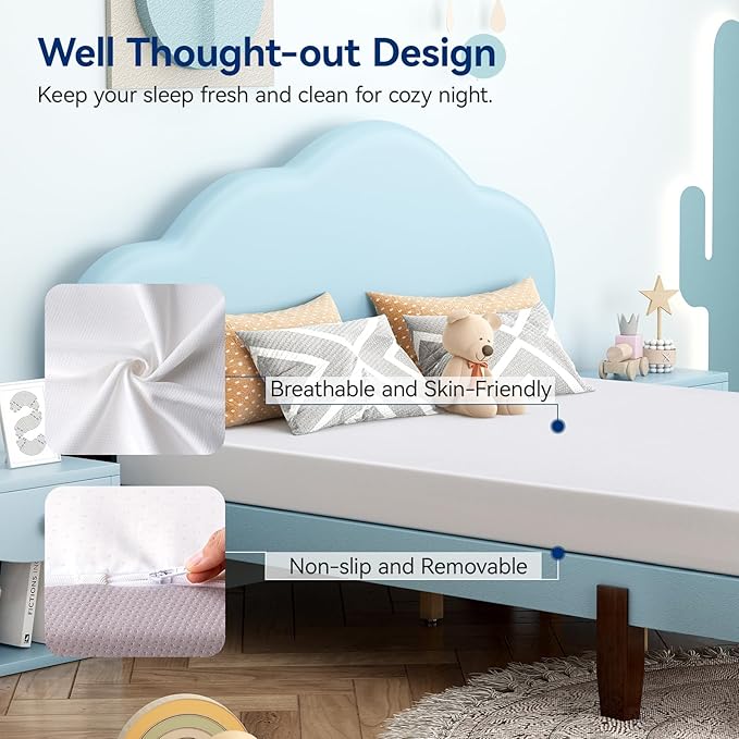 Amazon Basics Memory Foam Mattress, Soft Plush Feel, 6 Inch, Full, White/Grey