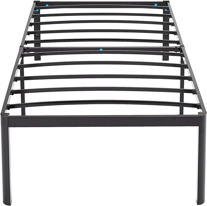 Amazon Basics Sturdy Heavy-Duty Non-Slip Platform Bed Frame Twin Size Storage, Steel Slat Support, Noise Free, Easy Assembly, 18 Inch Black