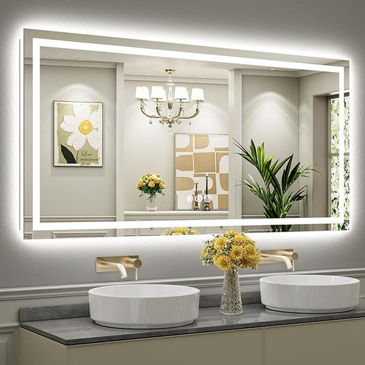 72"x36" LED Bathroom Mirror with Lights, Backlit & Front Lit, Anti-Fog Lighted Bathroom Vanity Mirror for Wall, Memory Function, Dimmable, HD Tempered Glass, Shatter-Proof