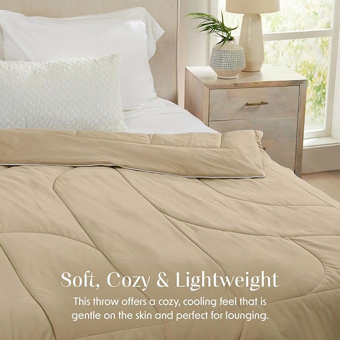 Springtree Home Luxury Viscose from Bamboo Blanket & Comforter | Viscose from Bamboo Twin Size Blanket- 60" x 90" | Cooling Blanket & Comforter | Breathable & Lightweight | Twin - Oxford Tan