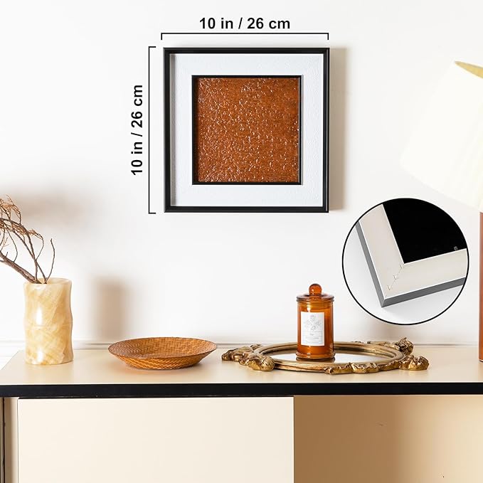 Natural Marble Decorative Wall Art Home Decor for Bedroom Hand Made Abstract Lithographic Painting for Living Room Aesthetic Classroom Farmhouse Heavy Texture Picture Frames 10x10 inch Wood Grain Red