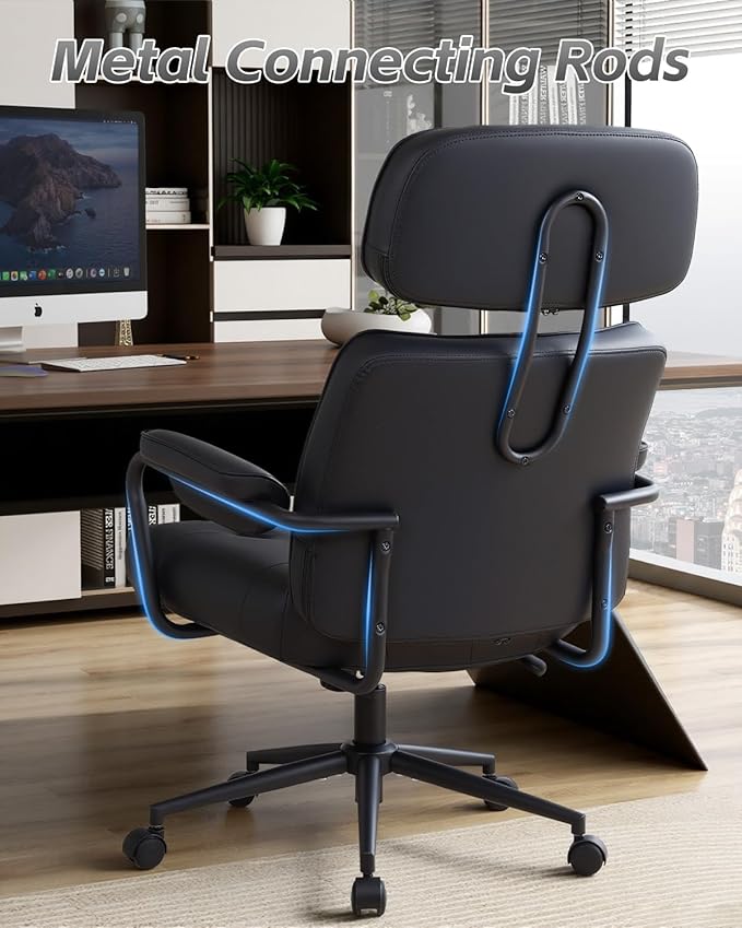 Office Chair Big and Tall 500lbs, Desk Chair Comfy, Oversized Computer Gaming Chair Extra Wide, Executive PU Leather Heavy Duty, High Back Swivel Rocking Chairs with Wheels for Home,Black