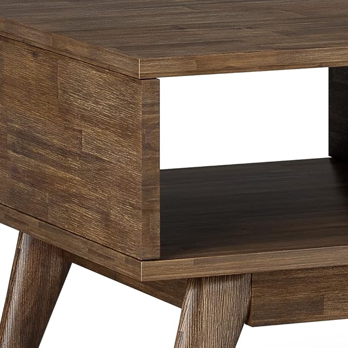 SIMPLIHOME Clarkson Lift Top Coffee Table - 48 inch Wide Solid Acacia Wood Mid-Century Cocktail Table in Rustic Natural Aged Brown, Stylish Living Room Table with Storage Compartment and Open Shelf