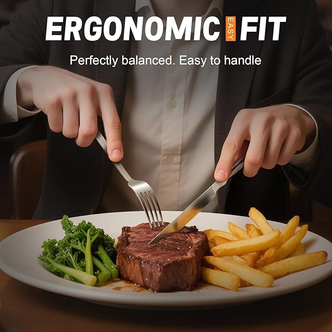 SSGP 30 Piece Flatware Set for 6, 18/10 Stainless Steel Silverware Set, Mirror Finish, Heavy-Duty, Dishwasher Safe, Elegant & Durable, Modern Design Cutlery Set for Home Home/Hotel/Wedding