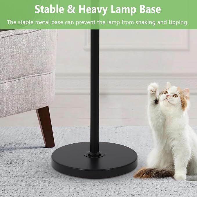 Black Modern Crystal Floor Lamp, 3 Lights Standing Lamp Dimmable, Industrial Tree Lamp with Crystal Shade, Dimmer Switch, 65" Tall Corner Floor Lamps for Living Room Bedroom Office Reading