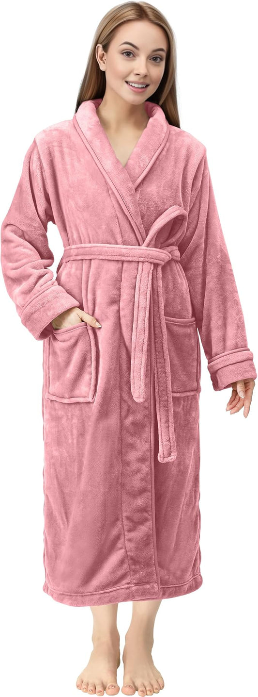NY Threads Premium Womens Robe, Plush Fleece Long Bath Robe for Women, Fluffy Soft Women's Bathrobe