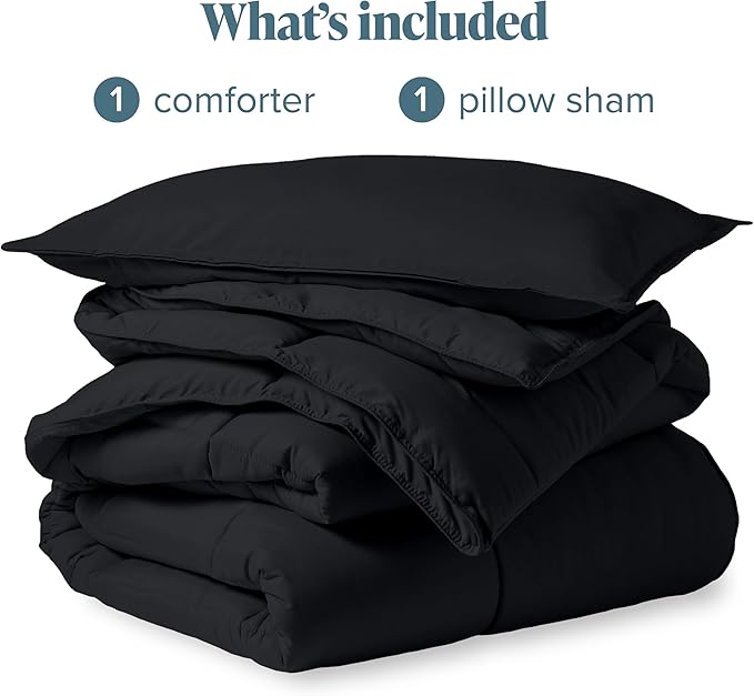 Bare Home Comforter Set - Twin/Twin Extra Long Size - Ultra-Soft - Goose Down Alternative - Premium 1800 Series - All Season Warmth (Twin/Twin XL, Black)